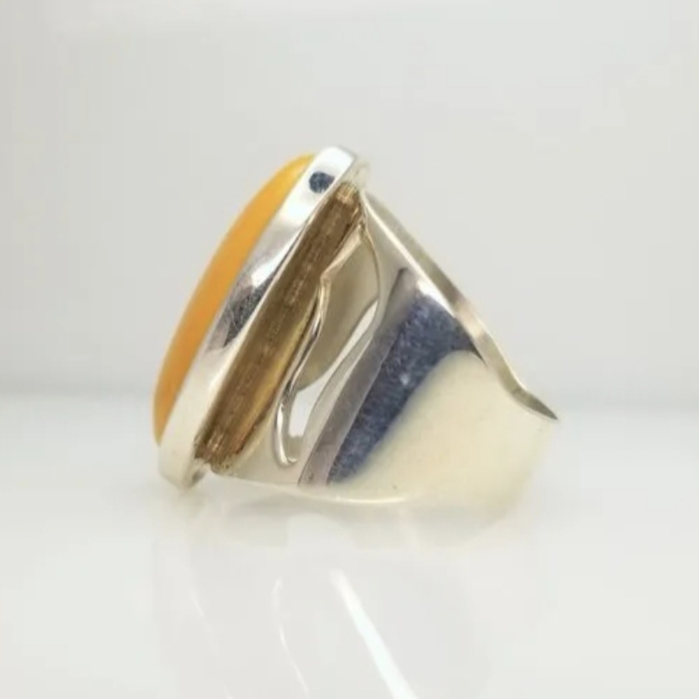 Vintage Jay King Yellow Cabochon Very Unique Sterling Silver 925 Ring  Jewelry